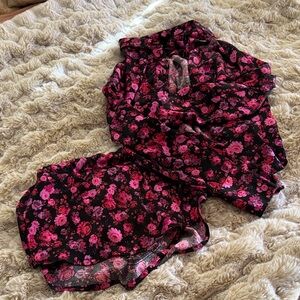 For Love & Lemons Floral Pink and Black Pajamas